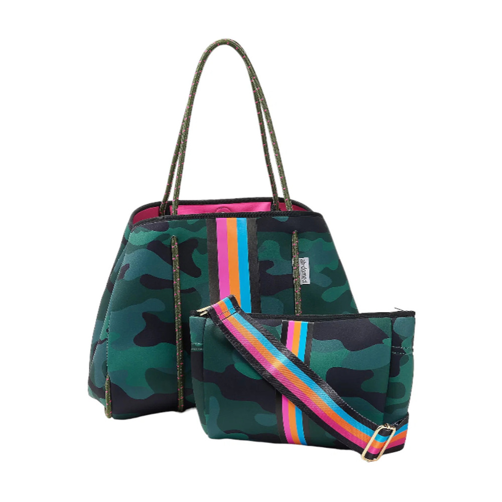 AHDORNED Neoprene Tote w/ Removable Pouch and Extra Strap Army Camo